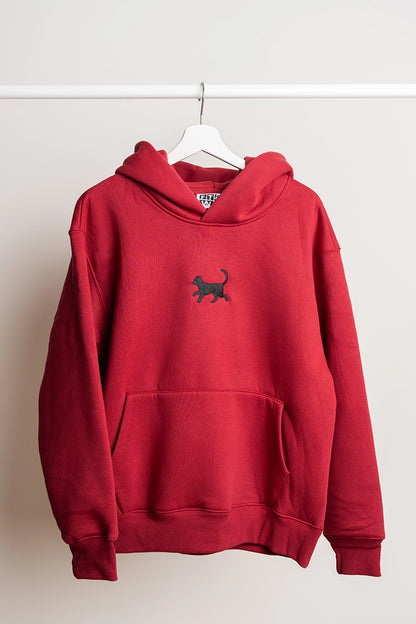 Hoodie-embroidered-cat-red